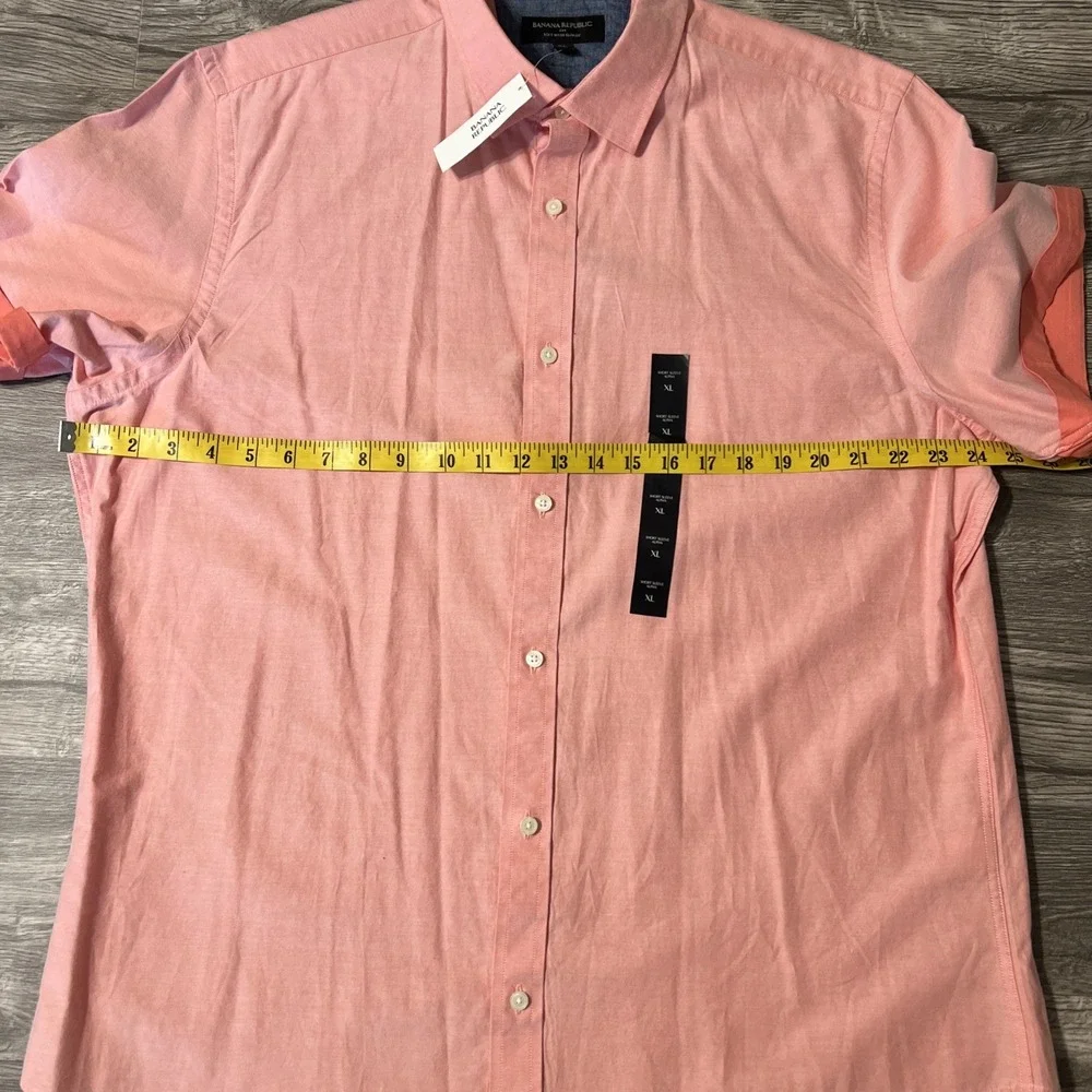 Banana Republic Short Sleeve Alpha Button Soft Wash Slim Fit Shirt Size XL, NWT
